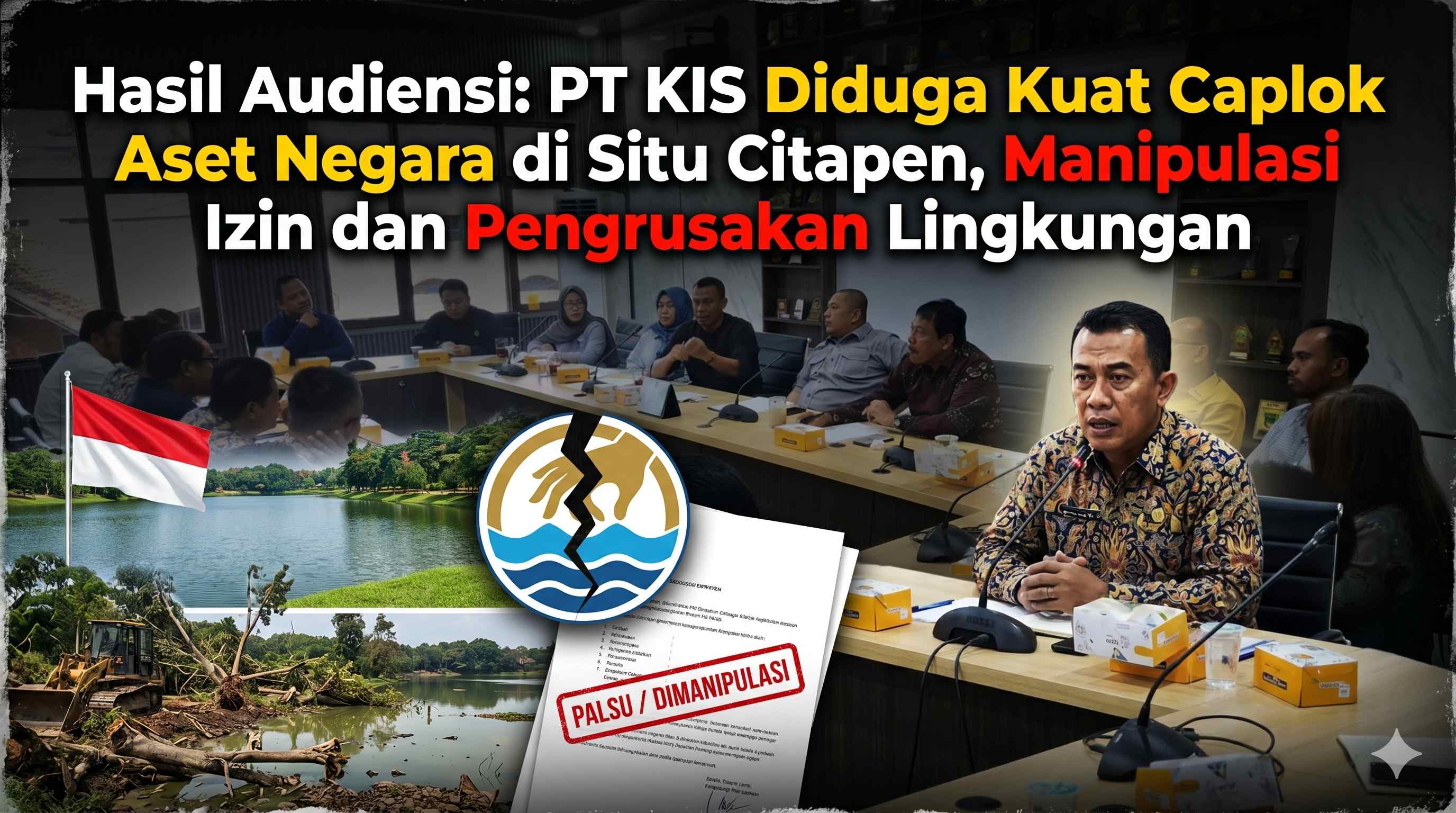 PT KIS Diduga Kuat Caplok Aset Negara di Situ Citapen, Manipulasi Izin dan Pengrusakan Lingkungan