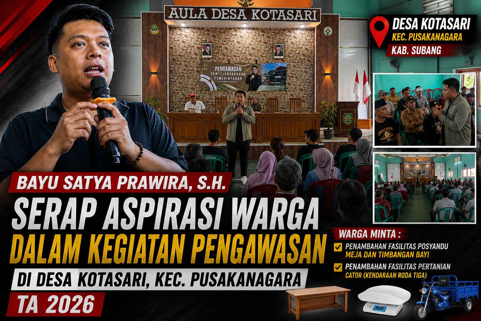 Bayu Satya Prawira Serap Aspirasi Warga dalam Kegiatan Pengawasan di Desa Kotasari, Pusakanagara